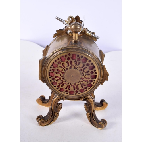 1476 - A FINE LATE 18TH/19TH CENTURY FRENCH BRONZE CLOCK of small proportions. 13 cm x 8 cm.