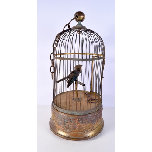 1486 - A CHARMING ANTIQUE SINGING BIRD AUTOMATON BIRD CAGE. 50 cm x 15 cm.