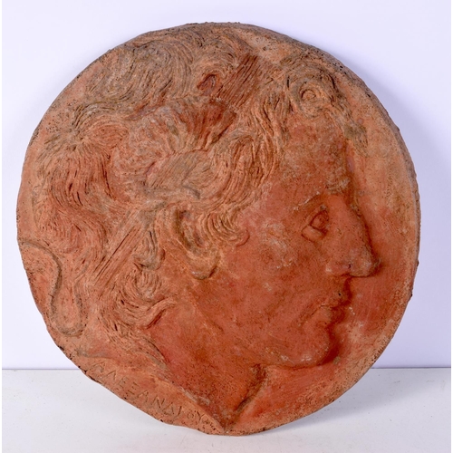 1495A - TWO GRAND TOUR TYPE POTTERY PLAQUES After the Antiquity. Largest 30 cm diameter. (2)