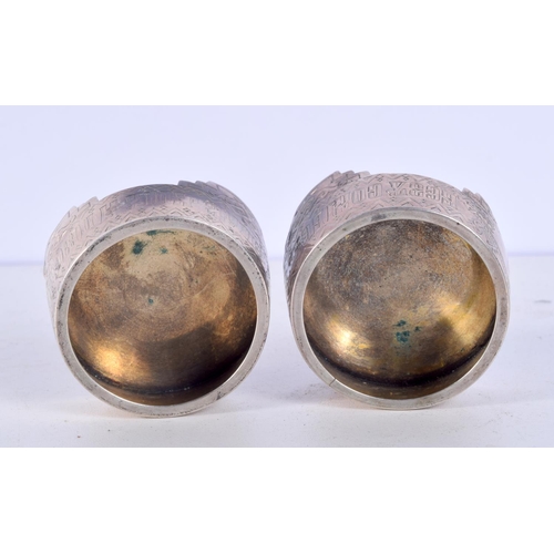 1497 - A PAIR OF 19TH CENTURY RUSSIAN SILVER SALTS. 61 grams. 5 cm x 3 cm.