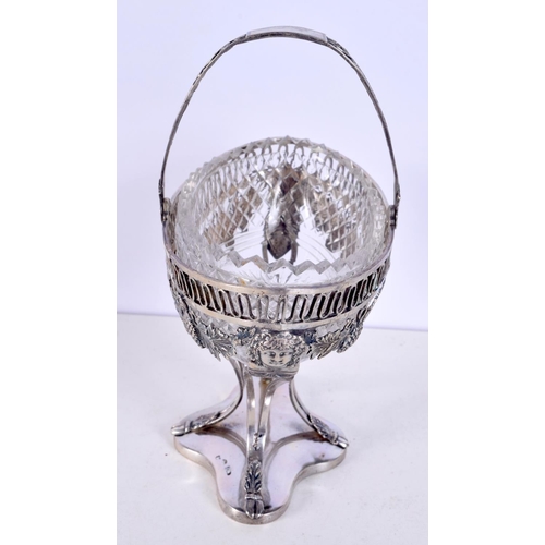 1498 - AN ANTIQUE CONTINENTAL NEO CLASSICAL SILVER BASKET. 231 grams. 14 cm x 12.5 cm.