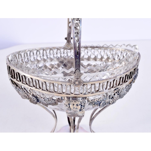 1498 - AN ANTIQUE CONTINENTAL NEO CLASSICAL SILVER BASKET. 231 grams. 14 cm x 12.5 cm.