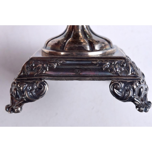 1499 - A PAIR OF ANTIQUE FRENCH SILVER SALTS. 108 grams. 7 cm x 6.25 cm.