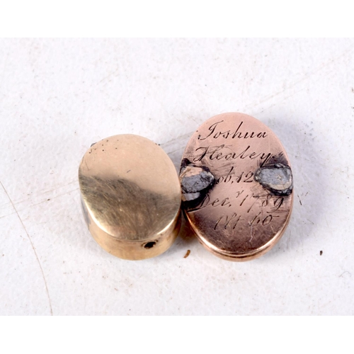 757 - TWO 18TH CENTURY MOURNING BUTTONS.  Largest 1.3cm x 0.9cm, total weight 1.6g )2)