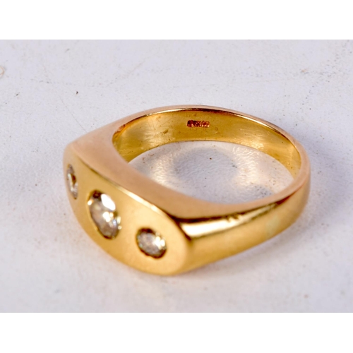 759 - AN 18CT GOLD AND DIAMOND GYPSY RING,  Stamped 18K, Size P. weight 10.6g