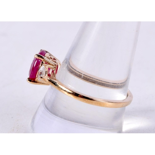 776 - A 9CT GOLD GEM SET RING.  Stamped 9K, Size R, weight 2.5g