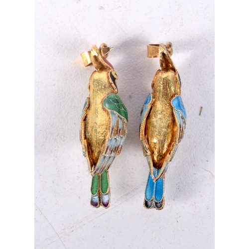 779 - TWO SILVER AND ENAMEL BIRD PENDANTS.  Stamped Silver, 3.8cm x 0.9cm, total weight 5.4g (2)