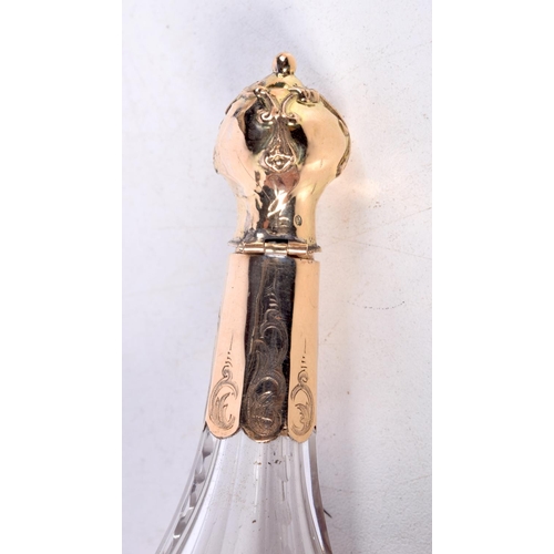 789 - AN 18CT GOLD TOPPED SCENT BOTTLE.  Indistinguishable marks, 11cm x 3.6cm