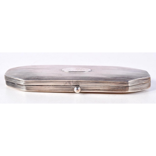 793 - A STERLING SILVER SNUFF BOX.  Hallmarked, 12.6cm x 4.3cm x 1.5cm, weight 69g