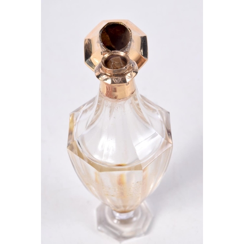 805 - AN 18CT GOLD TOPPED SCENT BOTTLE.  Indistinguishable marks, 10.3cm x 3.6cm