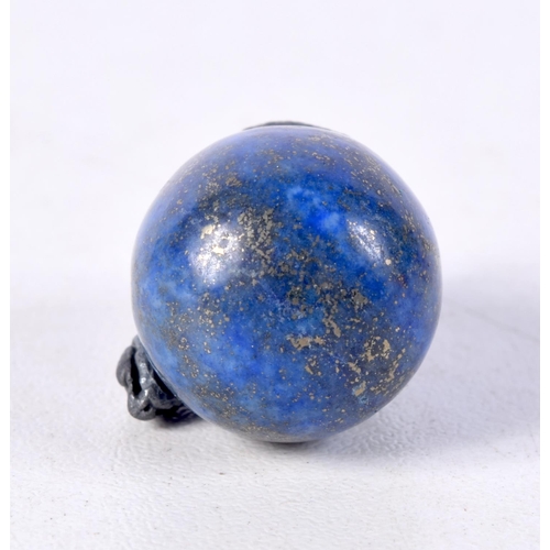 823 - A LAPIS EGG PENDANT WITH THE CLASP FORMED AS A COILED SERPENT.  2.8cm x 1.7cm, weight 13.9g