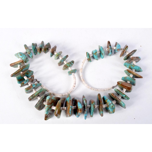 832 - A LARGE TURQUOISE AND BEAD NECKLACE.  90cm long