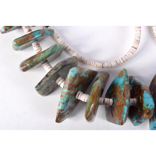 832 - A LARGE TURQUOISE AND BEAD NECKLACE.  90cm long