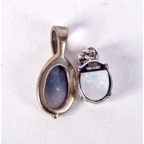 837 - TWO SILVER AND OPAL PENDANTS.  Stamped 925, Largest 2.3cm x 1cm, total weight 4g