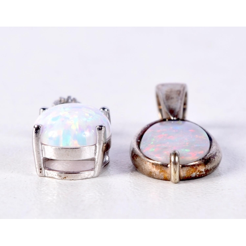 837 - TWO SILVER AND OPAL PENDANTS.  Stamped 925, Largest 2.3cm x 1cm, total weight 4g