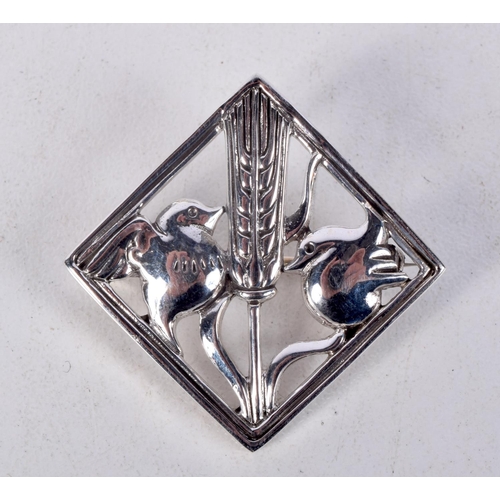 843 - A SCANDINAVIAN BIRD BROOCH.  Stamped Sterling Denmark.  2.4cm x 2.4cm, weight 6.8g