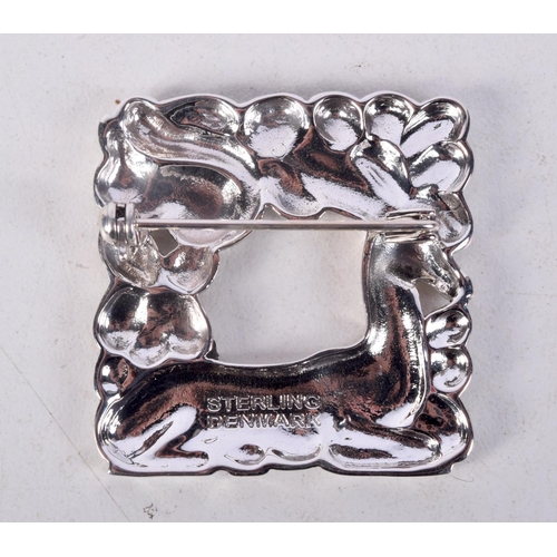 847 - A SCANDINAVIAN DEER BROOCH.  Stamped Sterling Denmark.  3.4cm x 3.4cm, weight 11.9g