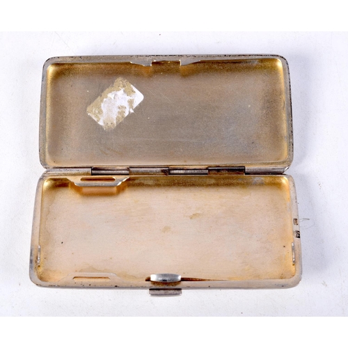 848 - A CONTINENTAL SILVER CIGARETTE CASE WITH GOLD MONOGRAM.  Stamped 800, 8.5cm x 4.5cm x1cm, weight 54g