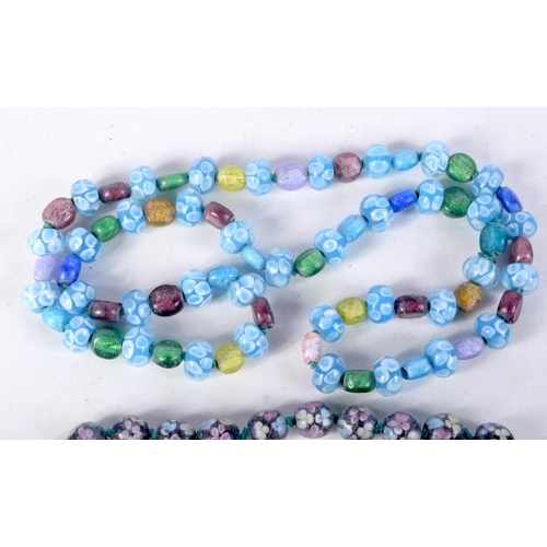 849 - TWO ITALIAN GLASS BEAD NECKLACES.  Longest 76cm