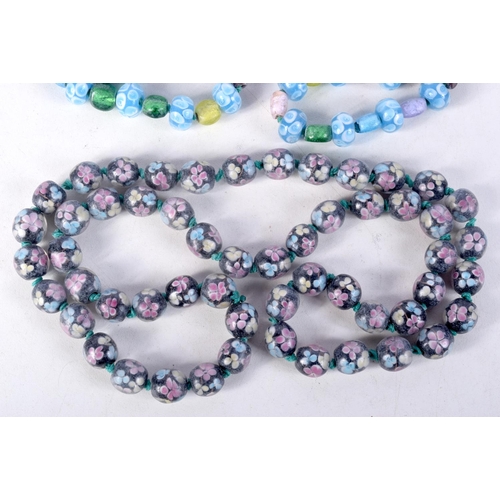 849 - TWO ITALIAN GLASS BEAD NECKLACES.  Longest 76cm