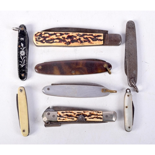 858 - A COLLECTION OF EIGHT PENKNIVES.  Longest 14.4cm (blade extended) (8)