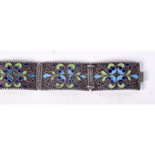 865 - A WHITE METAL AND ENAMEL BRACELET.  23.7cm long, weight 23.7g