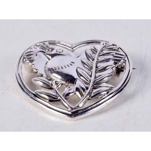 868 - A DANISH SILVER BIRD BROOCH.  Stamped Denmark Sterling, 3.2cm x 3.2cm, weight 8.1g