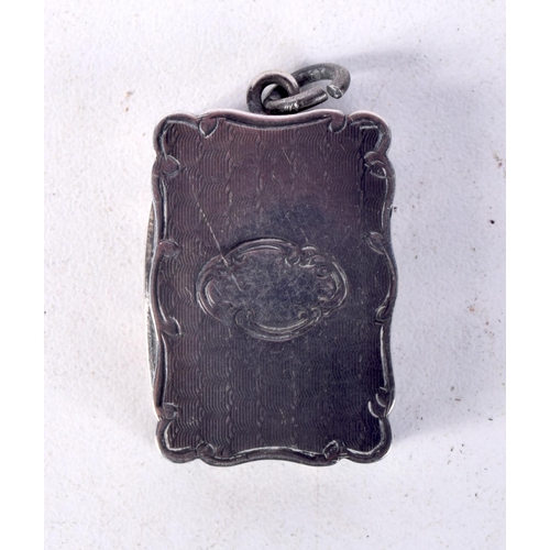 904 - A VICTORIAN SILVER VESTA CASE BY ALFRED TAYLOR.  Hallmarked Birmingham 1864, 3.2cm x 1.9cm x 0.7cm, ... 