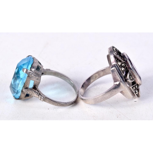 913 - TWO STERLING SILVER FASHION RINGS.  Sizes N and K, total weight 9.7g