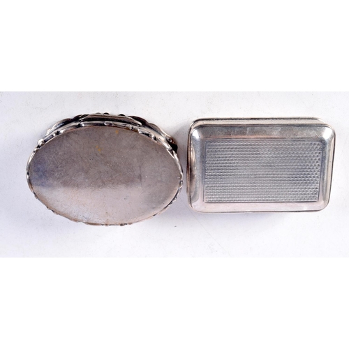 916 - TWO CONTINENTAL SILVER PILL BOXES.  Stamped 800, Largest 2.5cm x 6.4cm, total weight 80.7g