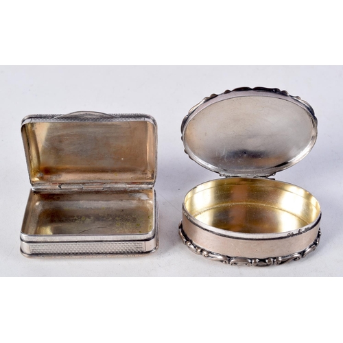 916 - TWO CONTINENTAL SILVER PILL BOXES.  Stamped 800, Largest 2.5cm x 6.4cm, total weight 80.7g