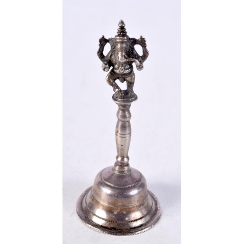 923 - AN ANTIQUE INDIAN SILVER GANESHA BELL. 32 grams. 8 cm x 3.5 cm.