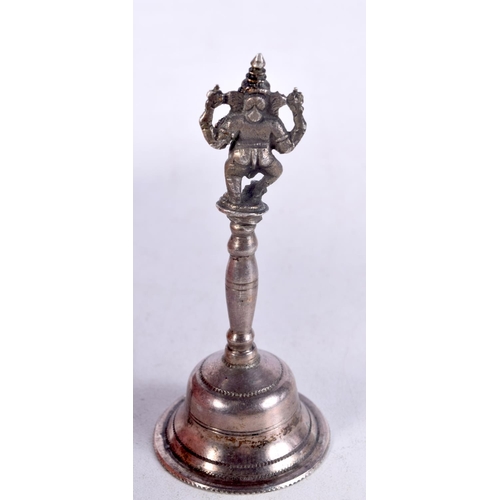 923 - AN ANTIQUE INDIAN SILVER GANESHA BELL. 32 grams. 8 cm x 3.5 cm.