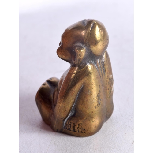 928 - A RARE EARLY 20TH CENTURY DRGM BRONZE BILLIKIN. 4 cm x 2 cm.