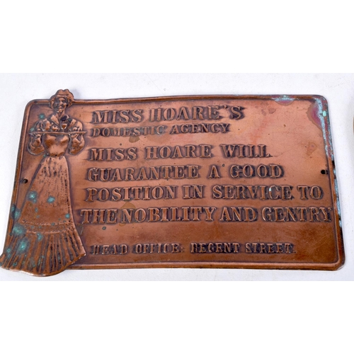 930 - FOUR LOVELY EARLY 20TH CENTURY MIXED METAL PLAQUES including cock fighting association, Coldstream g... 