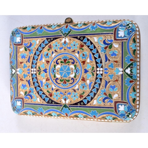 939 - A CONTINENTAL SILVER AND ENAMEL CIGARETTE CASE. 322 grams. 12 cm x 9 cm.