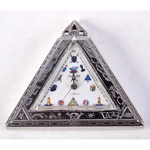 955 - A SILVER MASONIC WATCH. 5 cm x 5.5 cm.