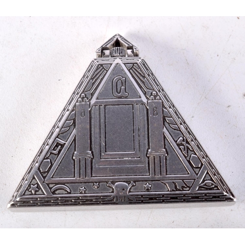 955 - A SILVER MASONIC WATCH. 5 cm x 5.5 cm.