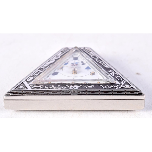 955 - A SILVER MASONIC WATCH. 5 cm x 5.5 cm.