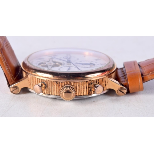 956 - A HENRY LA POINTE MOON APERTURE WRISTWATCH. 4.75 cm inc crown.