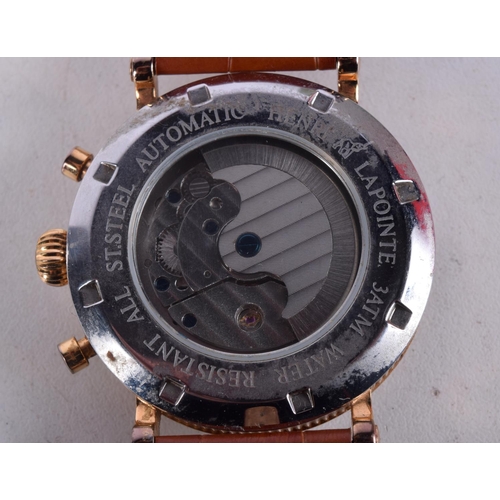 956 - A HENRY LA POINTE MOON APERTURE WRISTWATCH. 4.75 cm inc crown.