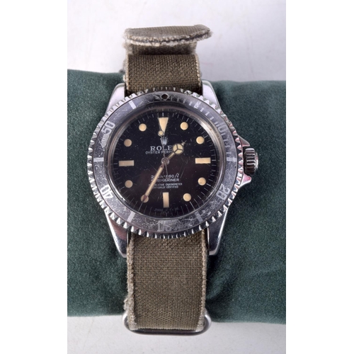 970 - A VINTAGE ROLEX SUBMARINER METERS FIRST BOXED WRISTWATCH. 4.25 cm wide inc crown.