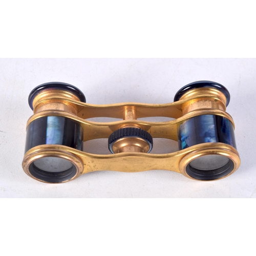 974 - A PAIR OF ABALONE SHELL OPERA GLASSES. 8.5 cm x 3.5 cm.