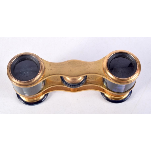 974 - A PAIR OF ABALONE SHELL OPERA GLASSES. 8.5 cm x 3.5 cm.