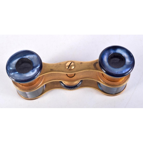 974 - A PAIR OF ABALONE SHELL OPERA GLASSES. 8.5 cm x 3.5 cm.