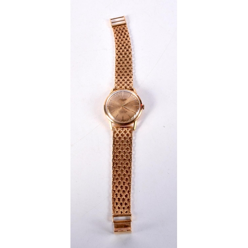 983 - A GOOD 18CT GOLD LONGINES FLAGSHIP WRISTWATCH with 18ct gold strap. 89.3 grams. 3.6 cm wide inc crow... 