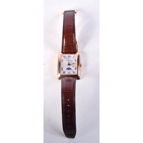 988 - A FREDERIQUE CONSTANT MOON PHASE WRISTWATCH. 3.75 cm wide inc crown.