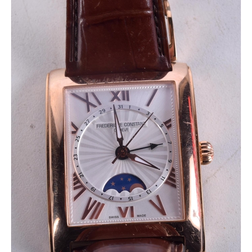 988 - A FREDERIQUE CONSTANT MOON PHASE WRISTWATCH. 3.75 cm wide inc crown.