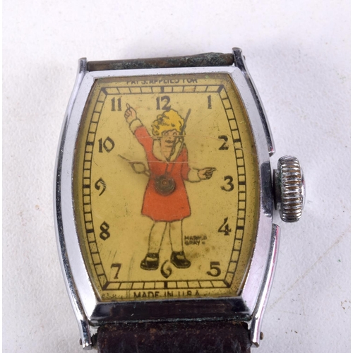 996 - A NOVELTY VINTAGE CHARACTER WATCH. 3 cm wide inc crown.