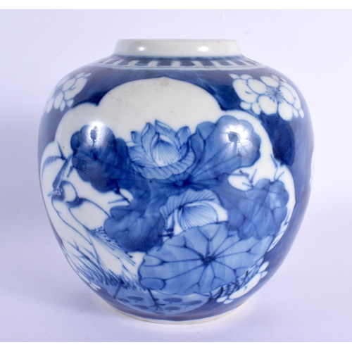 1508 - AN UNUSUAL 19TH CENTURY CHINESE BLUE AND WHITE PORCELAIN GINGER JAR bearing Qianlong marks to base. ... 